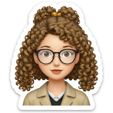 hija con gafas y cabello rizos con una coleta alta sticker