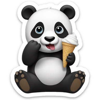Panda eating ice cream sticker