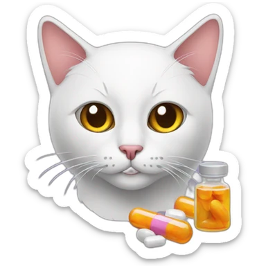 Cat with some drugs sticker