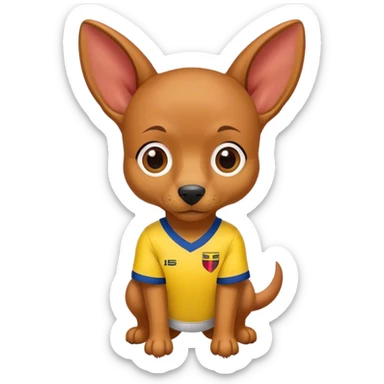 Mini pincher with a colombian jersey on sticker