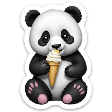 Panda eating ice cream sticker