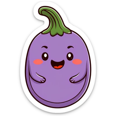 playful face eating an aubergine (eggplant) sticker