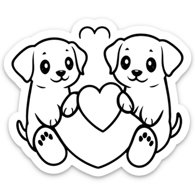 two black puppy paws with a black heart around them sticker