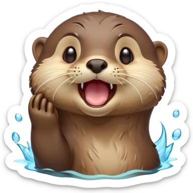 Cinematic Cute Yawning Otter Portrait Emoji, Head tilted slightly with a dramatic, wide-open yawn, showcasing a soft, sleek brown Fur with slightly drooping ears, round eyes barely open in drowsy contentment, Simplified yet irresistibly adorable features, highly detailed, glowing with a soft, cozy glow, high shine, relaxed yet expressive, stylized with a touch of aquatic whimsy, bright and endearing, soft glowing outline, capturing the essence of a sleepy yet affectionate otter, so drowsy it feels like it could glide right out of the screen and curl up for a nap! sticker