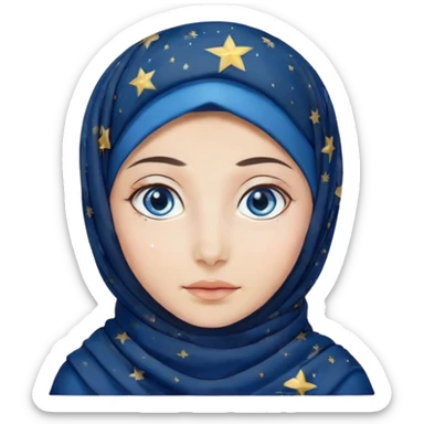 Turkish beautiful finish Konya girl blue eyes with starry night hijab  sticker