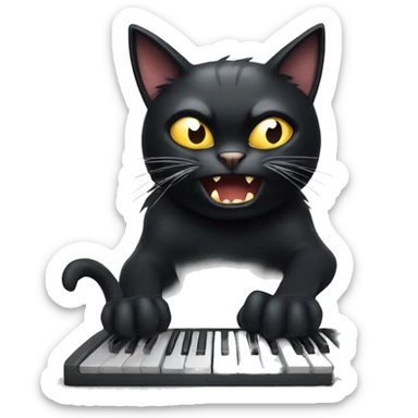 angry cartoon black cat smashing keyboard sticker