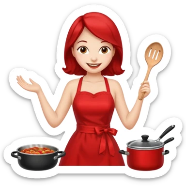pinup girl in dress and stocking while cooking sticker