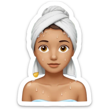 a female washing her face outside of shower  sticker