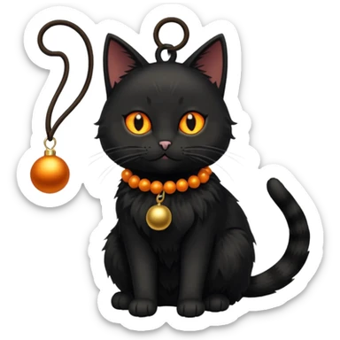 black cat wearing a jingle bell necklace full body sticker