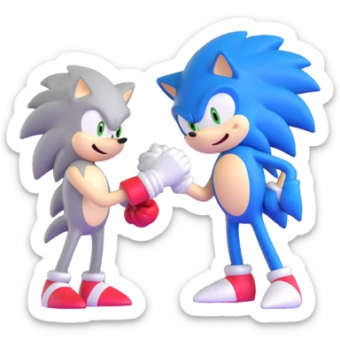 Sonic the Hedgehog and Silver the Hedgehog fist bumping sticker