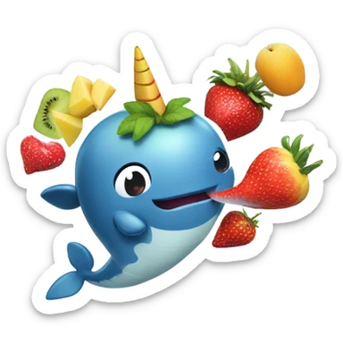 Narwhal with a fruit kebab as his horn sticker