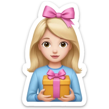 🥳🎀 pembe bir tokasını takan bey kızın elinde bir hediye var sticker