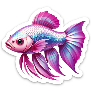 cute pink and white betta fish sticker