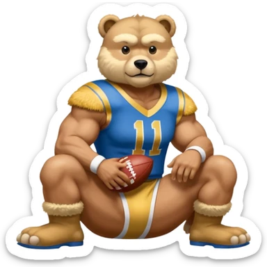 Can you create a emoji of threw Nebraska Cornhusker mascot sitting on top of the UCLA Bruin mascot sticker