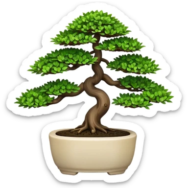 Bonsai Tree – Miniature tree in small pot, trimmed carefully. sticker