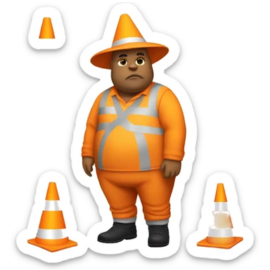 A FAT MAN COSPLAYING AS A STREET CONE sticker