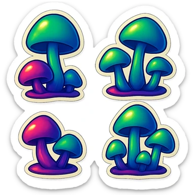 alien mushrooms. make a bunch of mushroom patches like the attached sticker