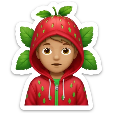 Kids in Fruit Clothes 
A kid wearing a strawberry hoodie with green leaf hood.


































 sticker