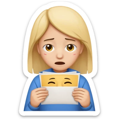 emoji student sad holding paper IELTS 5.5, crying, failure, white background sticker