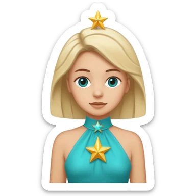 star wearing a turquoise dress shaped into a real star not a person sticker