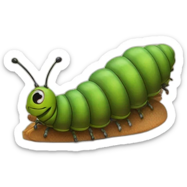 Caterpillar riding a roach sticker