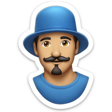 hombre chicano bigote y poca barba en el menton con gorra azul  sticker