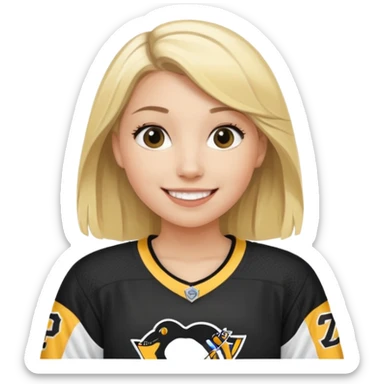 Girl blonde with hockey jersey pittburgh penguins sticker