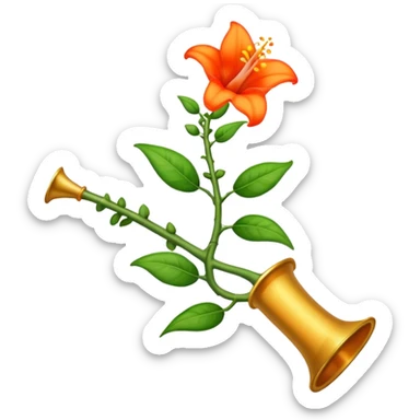 single Trumpet Vine, straight stem sticker