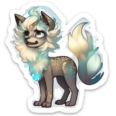 Cool cute Kawaii edgy ethereal futuristic modern epic fantasy animal sparkle fursona Fionbri creature by griffsnuff & LiLaiRa & Falvie full body sticker