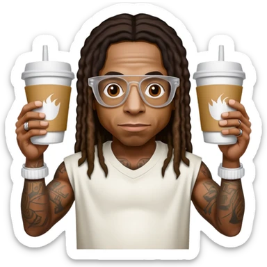 lil wayne holding a double cup with styrofoam cups stacked together sticker