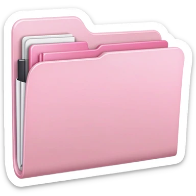 Mac folder icon in extremely light pink, almost white with just a hint of pink, very pale pink color sticker
