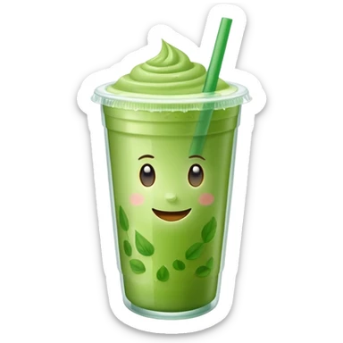 realistic green iced matcha drink to go drink sticker