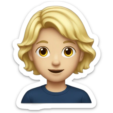 Blond child with navy blue t-shirt sticker
