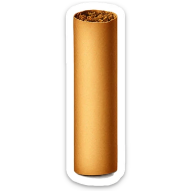 Create an emoji of a rolled herbal cigarette with a glowing tip, featuring light brown paper and a smooth cylindrical shape sticker