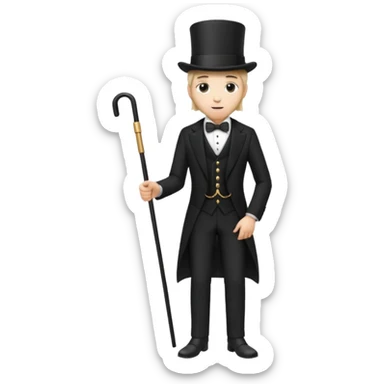 classic 19th century man in formal attire and top hat, full body, standing, front view sticker
