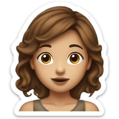 Brown haired girl sending a kiss sticker