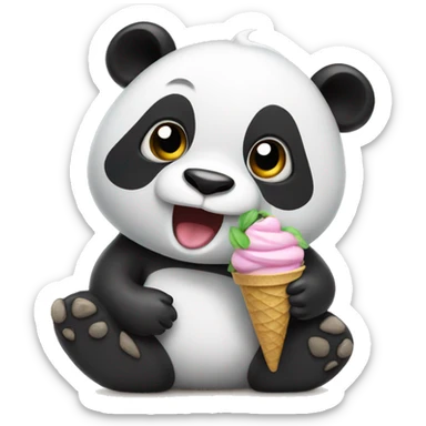 Panda eating ice cream sticker