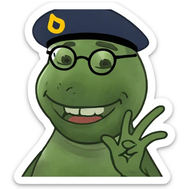 A person doing the choking symbol, laughing ￼ sticker