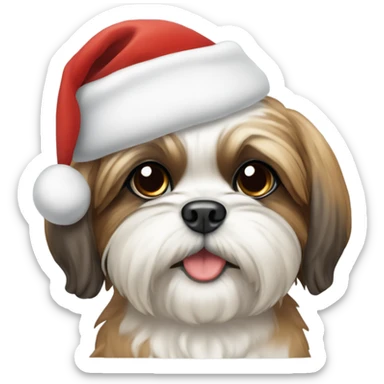 Shih tuz wearing a Christmas hat  sticker