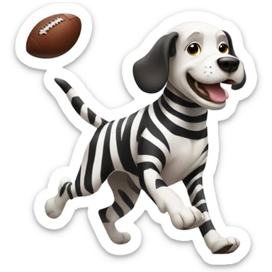 Dog playing football against zebra  sticker