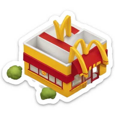 “McDonald’s store with the iconic golden arches, a red and yellow color scheme, and a simple, recognizable design that captures the essence of a fast food restaurant.” sticker