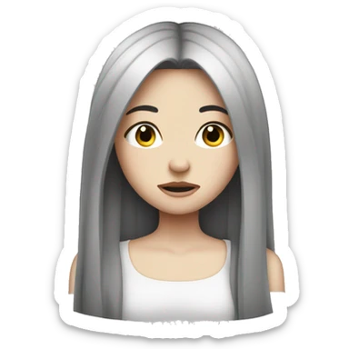 Pale girl with long black hair with tears sticker