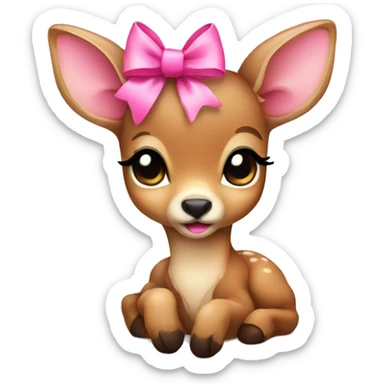 baby deer with pink bow sticker