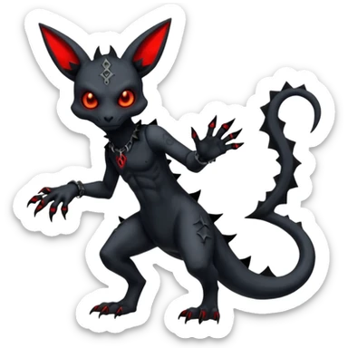 Edgy Spooky Gothic Evil Duskull-Salandit-Umbreon-Fakémon-hybrid-creature (full body)  sticker