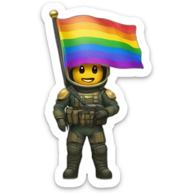 Gay Helldivers 2 soldier With a Pride flag sticker