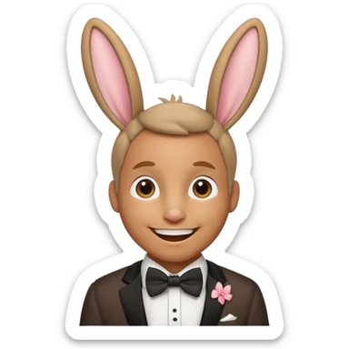 Rabbit ears and bowtie wearring man sticker