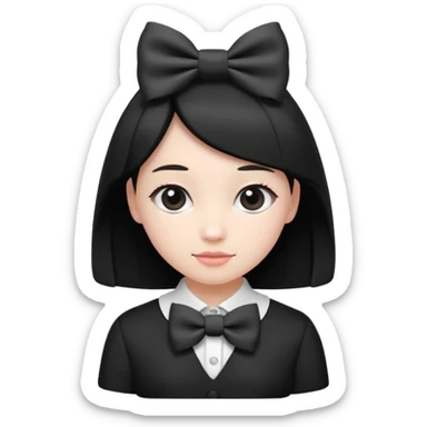 monochrome cute bow sticker