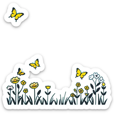 spring meadow with butterflies sticker