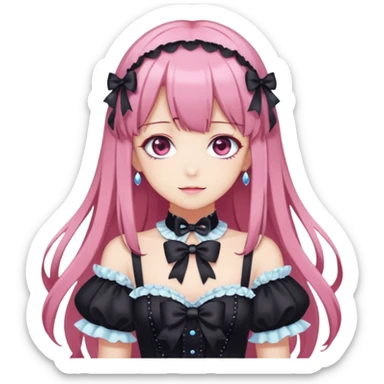 Shiny pastel sparkly glittery Lolita chic beautiful gorgeous elegant cute mature gothic Rias Gremory anime style art sticker