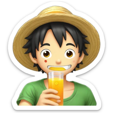 luffy drinking fruit juice sticker